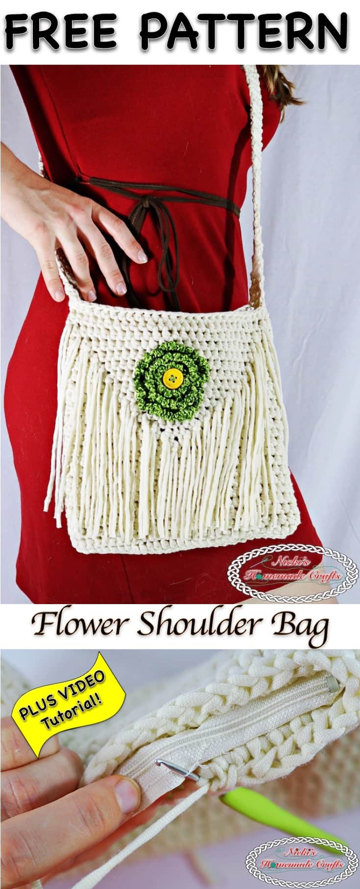crochet flower handbag simple crochet handbag pattern - YouTube