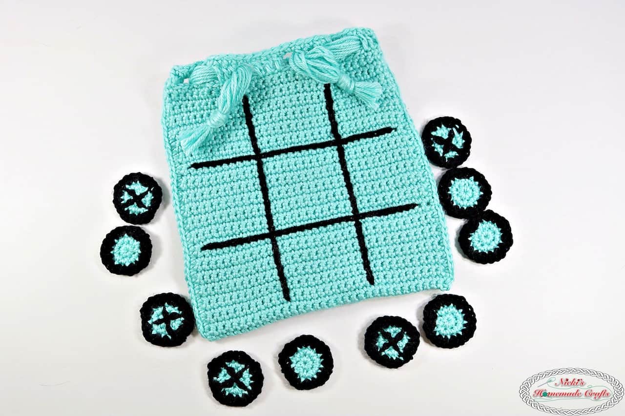 Tic Tac Toe Crochet Game & Travel Bag in One Nicki's Homemade Crafts