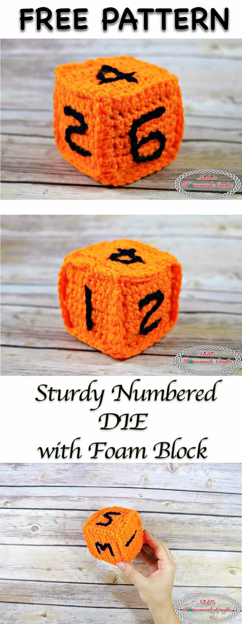 Sturdy Numbered Crochet Dice with Foam Block - Free Crochet Pattern ...