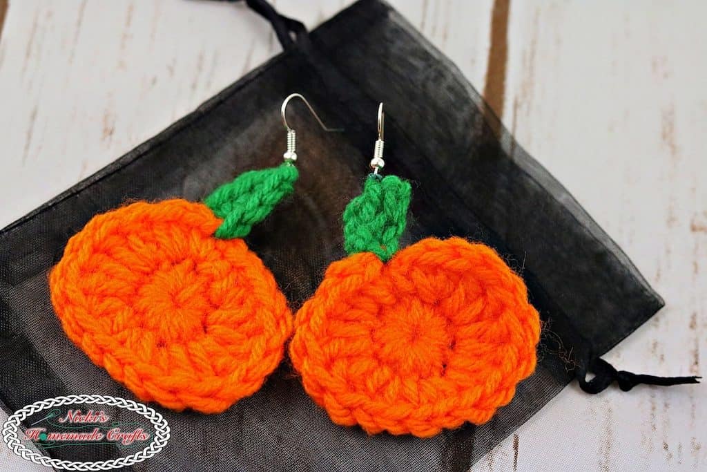 Mini Pumpkin Earrings Free Crochet Pattern Nicki's Homemade Crafts