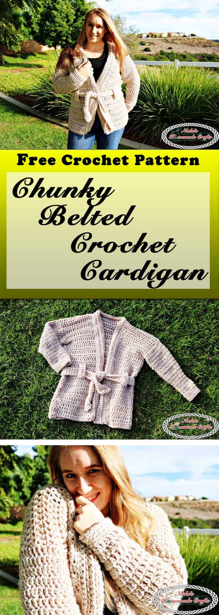 Stylish Chunky Belted Crochet Cardigan - Free Pattern - Nicki's ...