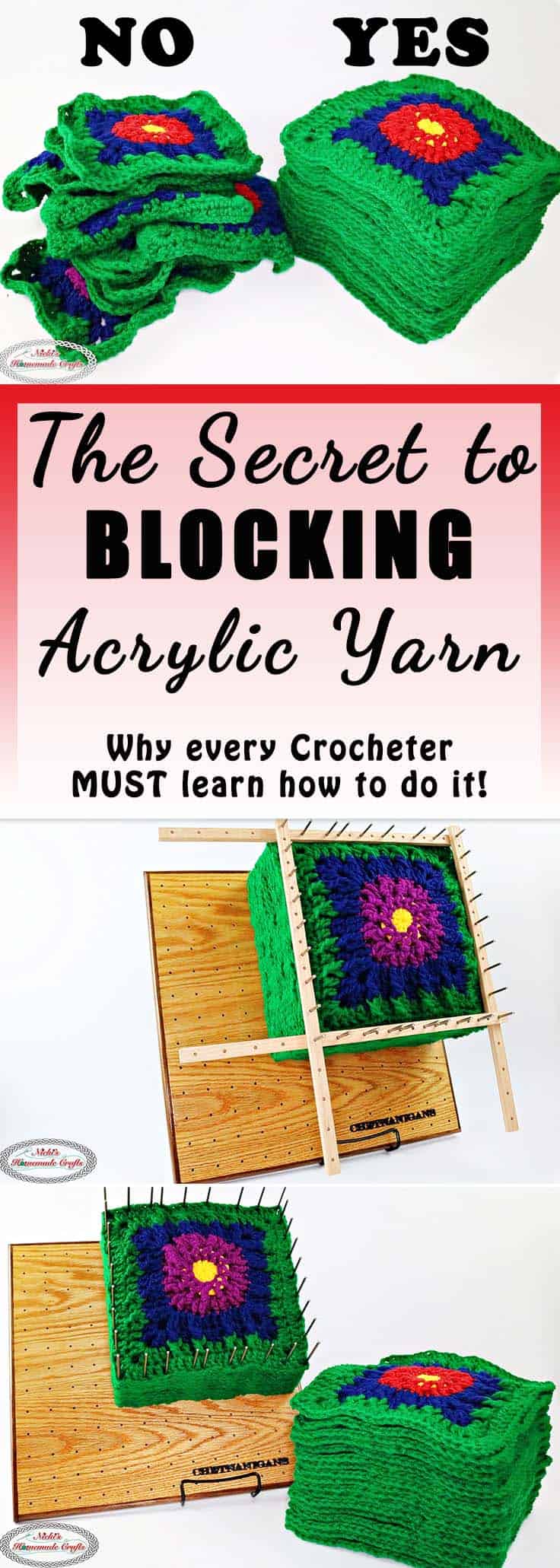 How To Block Acrylic Yarn Projects - Nicki's Homemade Crafts