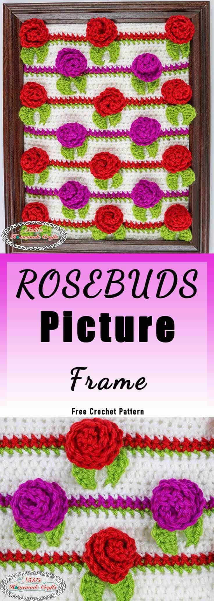 Rosebuds Crochet Picture Frame - Free Crochet Pattern