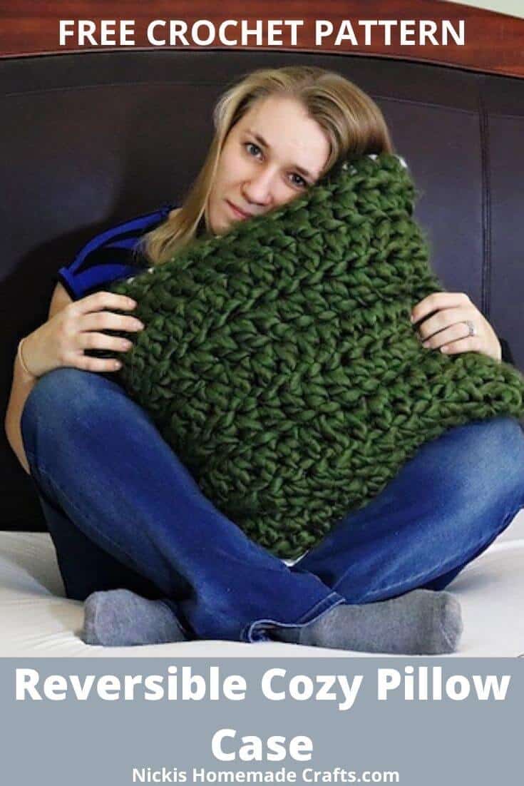 Reversible Pillow with Cozy Jumbo Yarn Free Crochet Pattern Nicki's