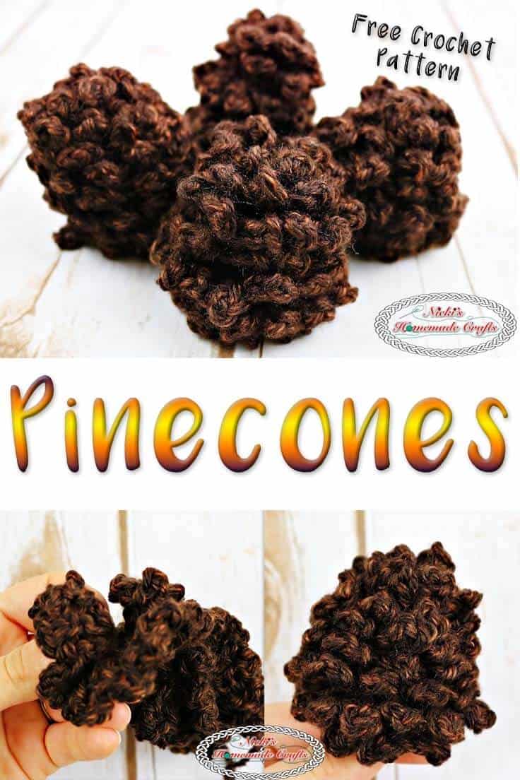 How to Crochet a Pinecone easily in about 5 Minutes - Free Pattern