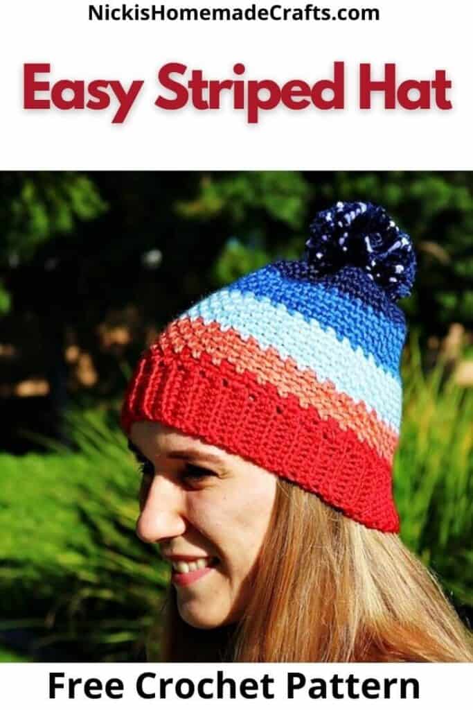 Crochet Sunset Hat with Night Sky Pom-Pom - Free Pattern - Nicki's ...