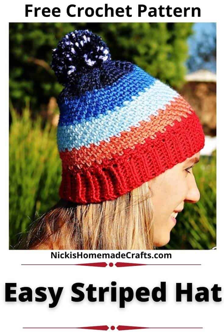 Crochet Sunset Hat with Night Sky Pom-Pom - Free Pattern - Nicki's ...