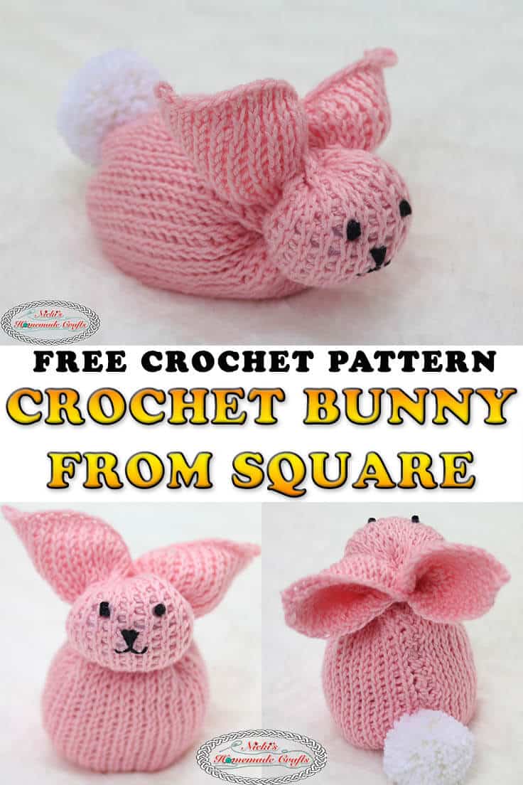 How to Crochet Bunny from a Square Easy and Free Pattern