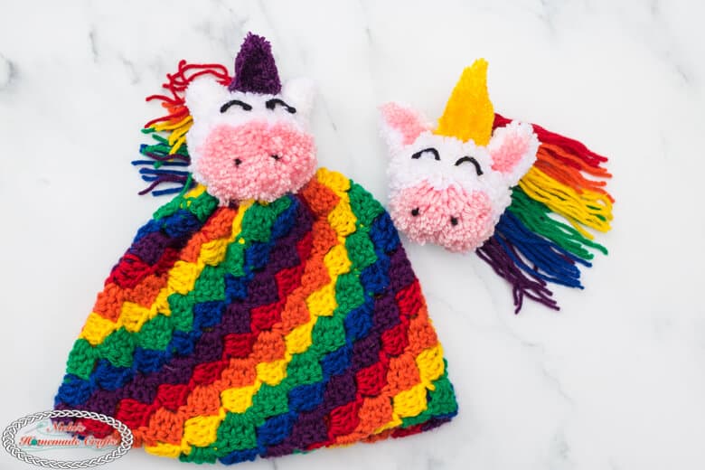 C2C Rainbow Hat with Unicorn Pom Pom - Free Crochet Pattern