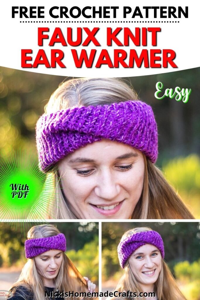 Crochet Ear Warmers - Free Faux Knit Pattern - Nicki's Homemade Crafts