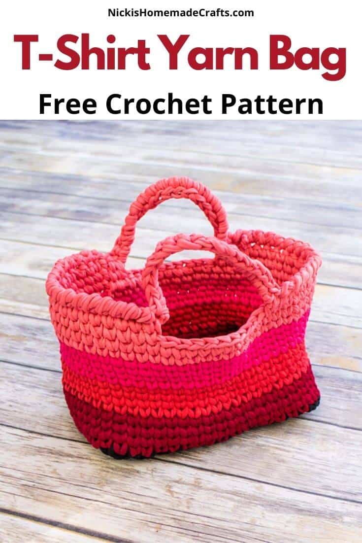 Yarn Bag Crochet Pattern with TShirt Yarn Nicki's Homemade Crafts