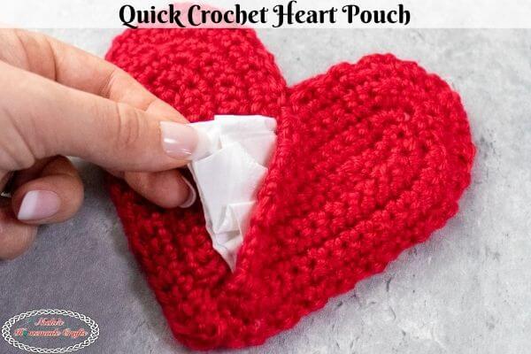 Crochet Heart Pouch - Easy & Quick Free Pattern - Nicki's Homemade Crafts