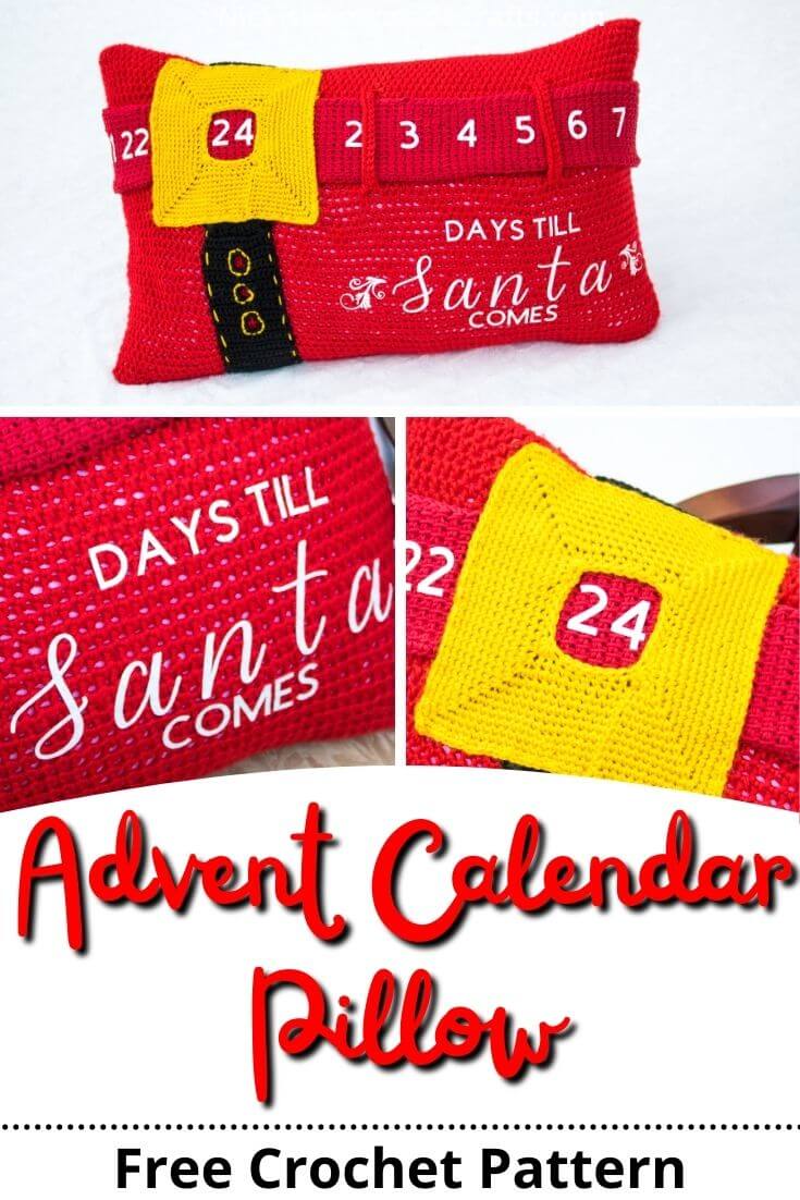 Christmas Advent Calendar Pillow with Santa Belt Free Crochet Along