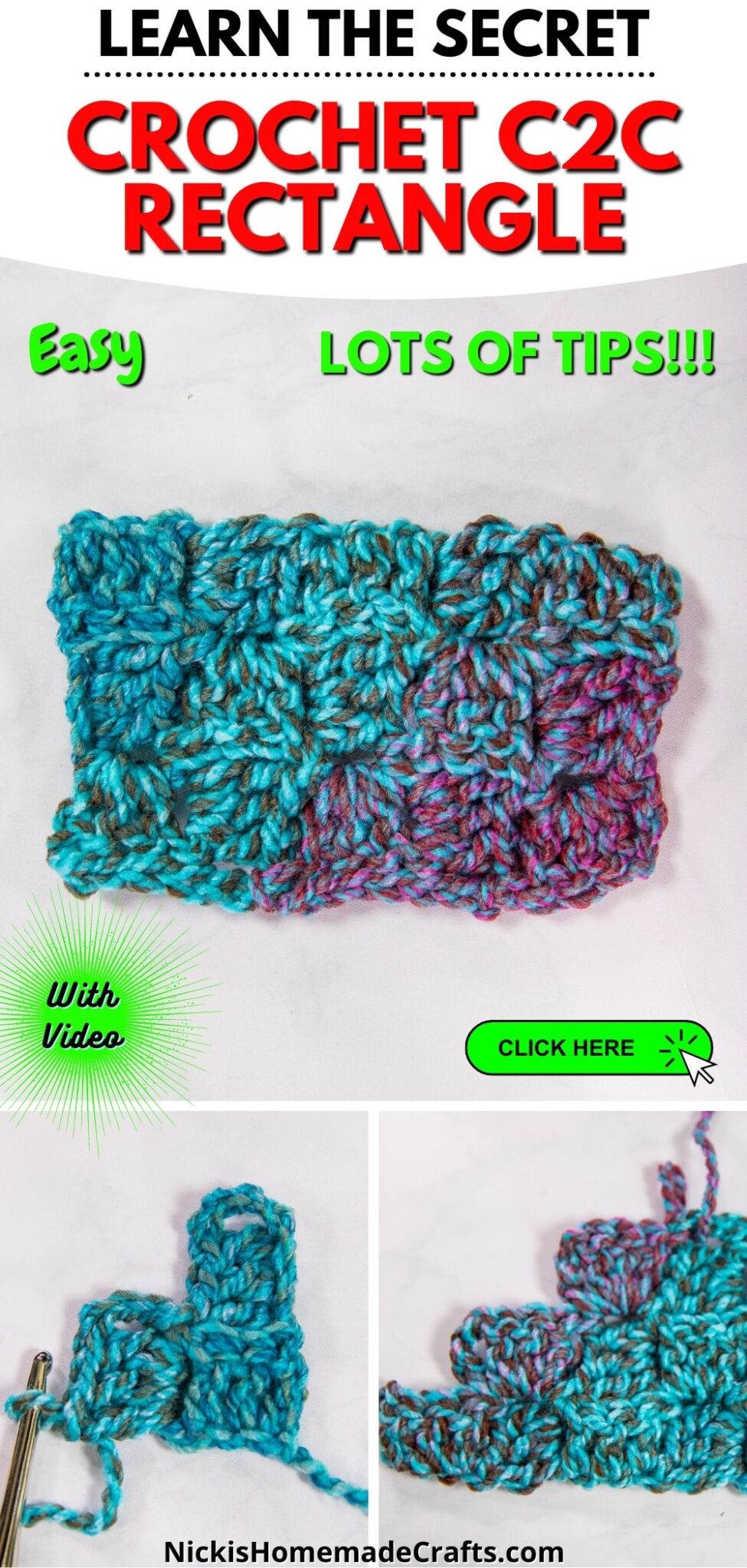 Best Crochet C2C Rectangle Pattern Tutorial & Learn to Read a Graph