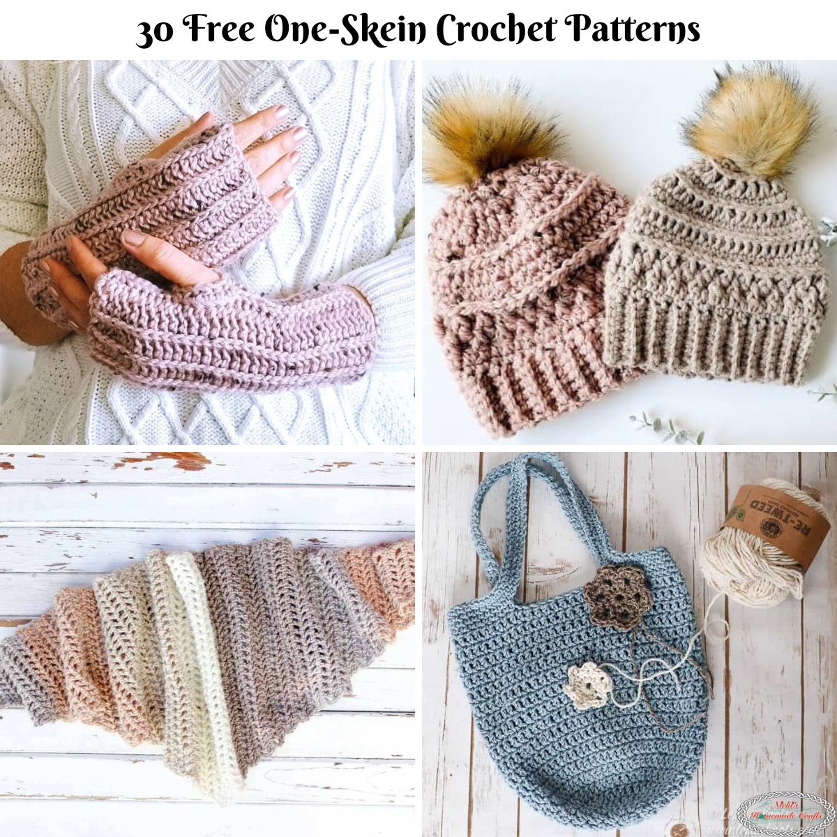30 FREE One-Skein Crochet Patterns - Nicki's Homemade Crafts
