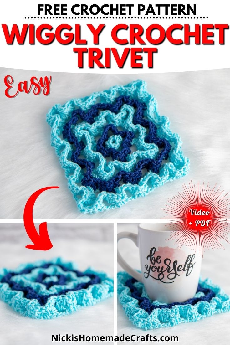 Free Square Wiggle Crochet Trivet Pattern Nicki's Homemade Crafts