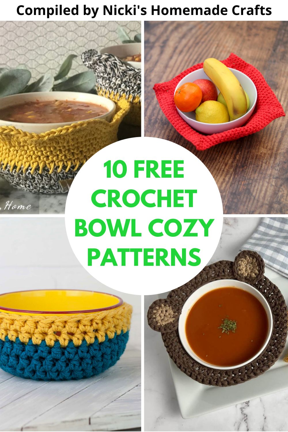 10 Easy & Quick FREE Crochet Bowl Cozy Pattern - Nicki's Homemade Crafts