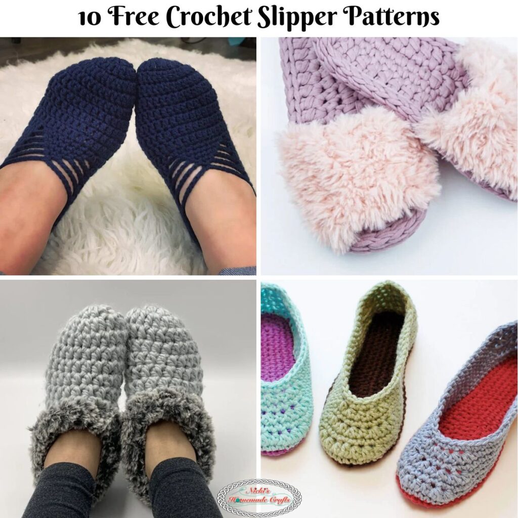 pålidelighed Fejl Diktat 10 Free Cozy Crochet Slippers Pattern Collection - Nicki's Homemade Crafts