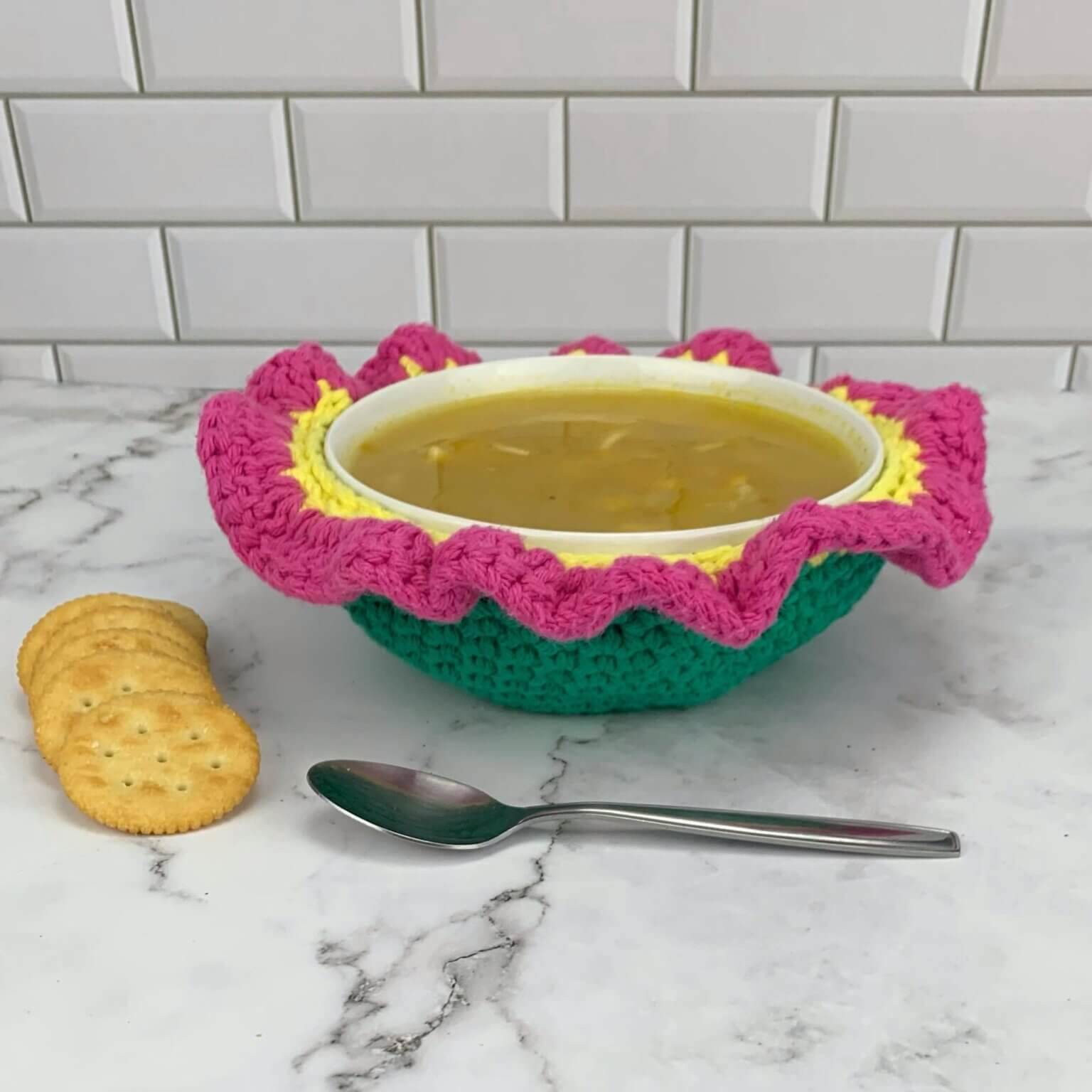 10 Easy Quick FREE Crochet Bowl Cozy Pattern Nicki S Homemade Crafts   Flower Bowl Cozy 