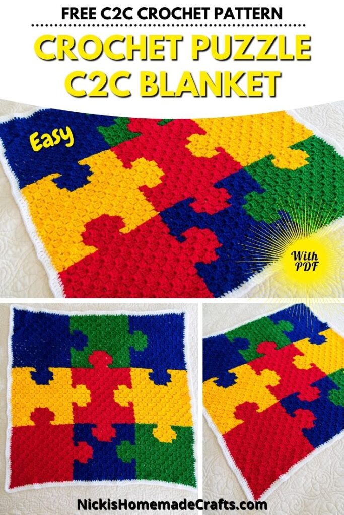 Free Crochet Puzzle C2C Blanket Pattern Nicki's Homemade Crafts