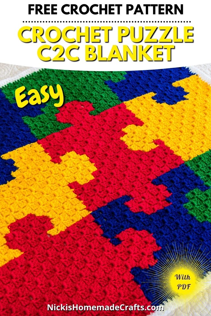 Free Crochet Puzzle C2C Blanket Pattern Nicki's Homemade Crafts