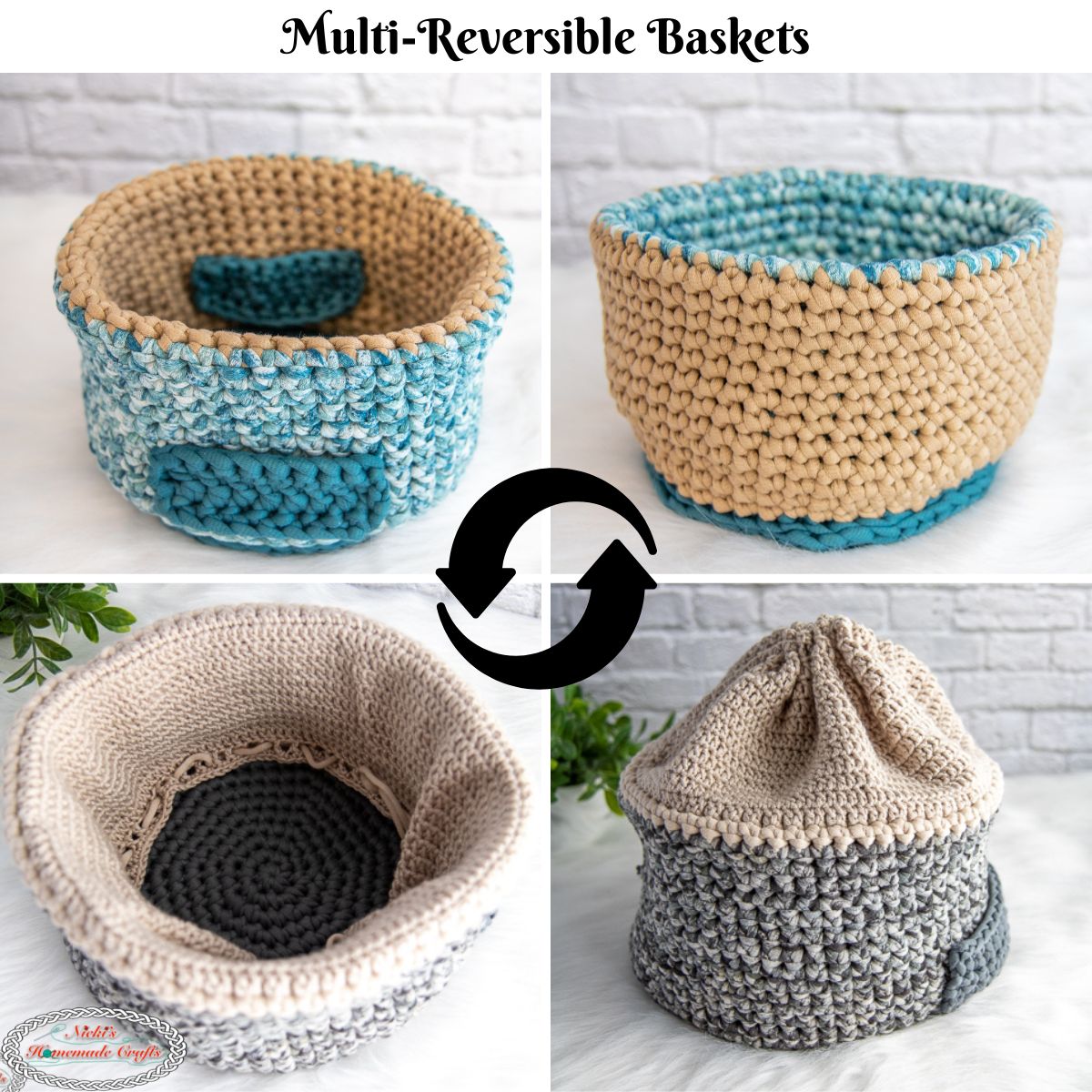 Free Multi Reversible Crochet Basket Patterns - Nicki's Homemade Crafts