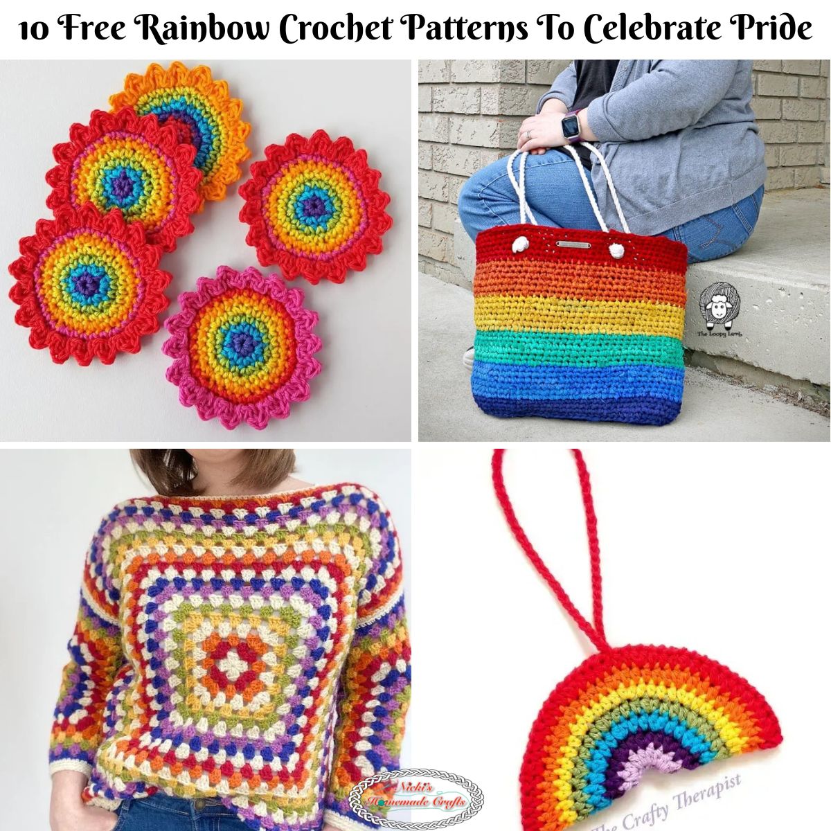 Crochet Rainbow Granny Square Bag Crochet Cute Purse Beach Bags