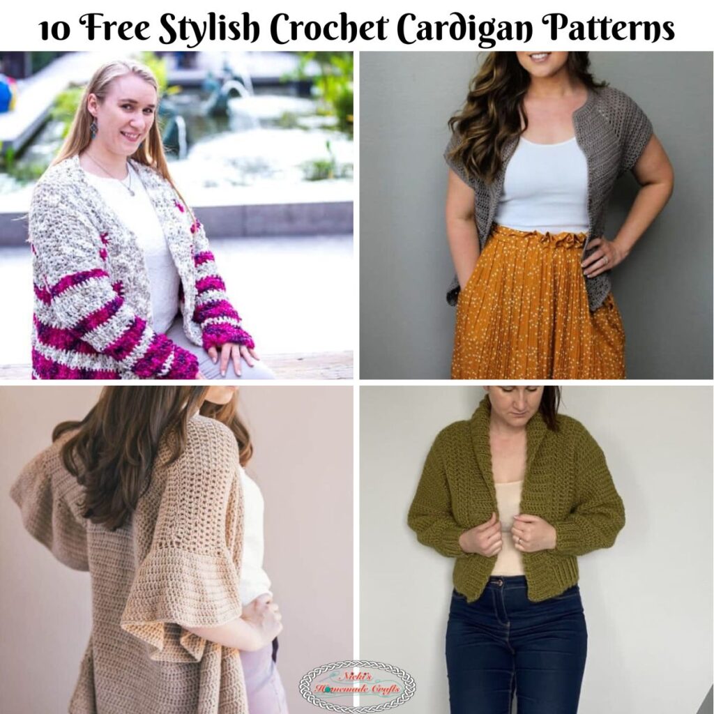 10 Free Stylish Crochet Cardigan Patterns - Nicki's Homemade Crafts