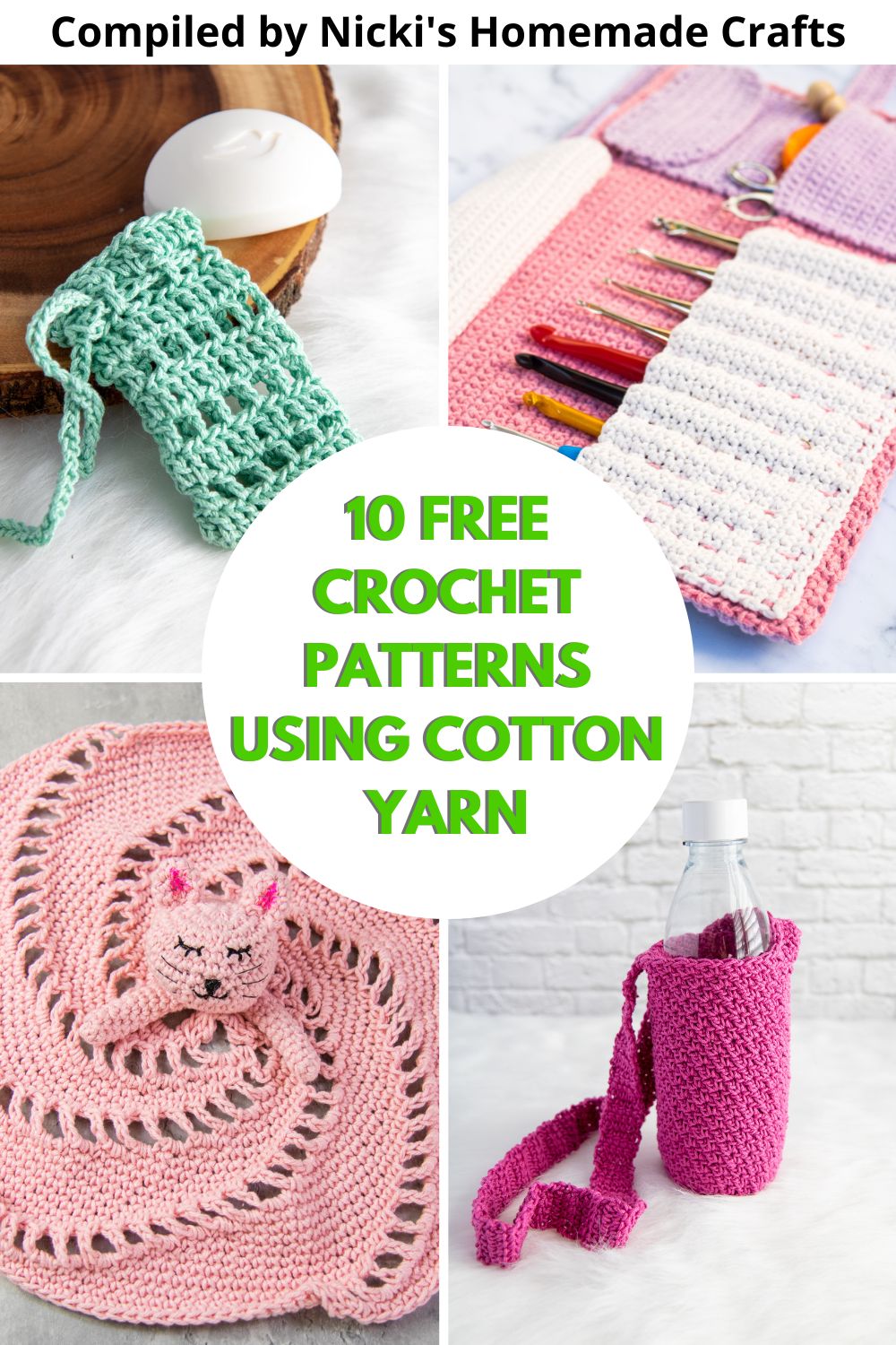 10 FREE Patterns Using Cotton Yarn for Crochet - Nicki's Homemade Crafts