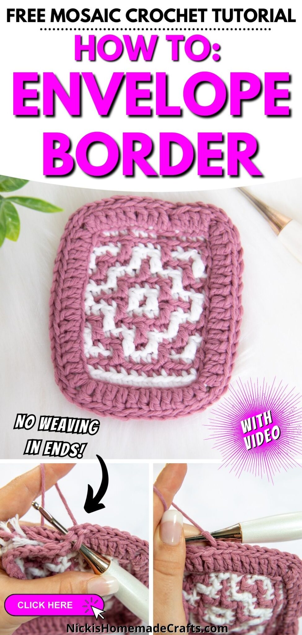 How to Crochet Envelope Border Tutorial for Mosaic Crochet Nicki's