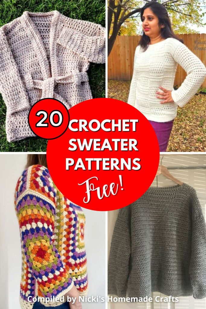 20 Amazingly Cozy Fall Crochet Sweater Patterns - Nicki's Homemade Crafts
