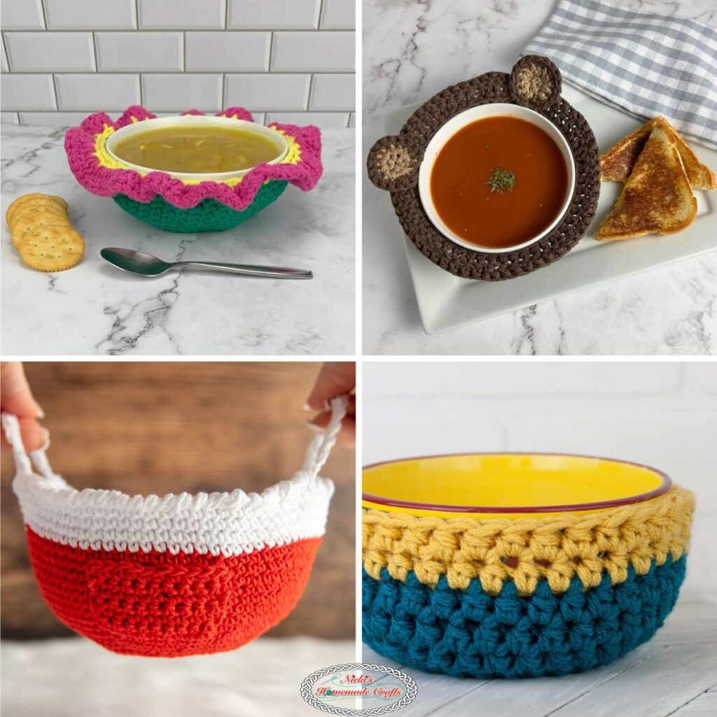 15 Minute Crochet Bowl Cozy Video Tutorial, Make up two different size  bowl cozies in just 15 minutes. These cozies are quick and easy and great  for soup season.