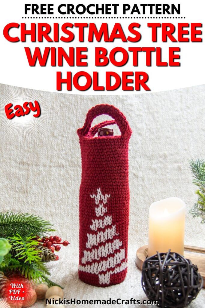 Easy Christmas Tree Crochet Wine Bottle Holder FREE! Nicki's