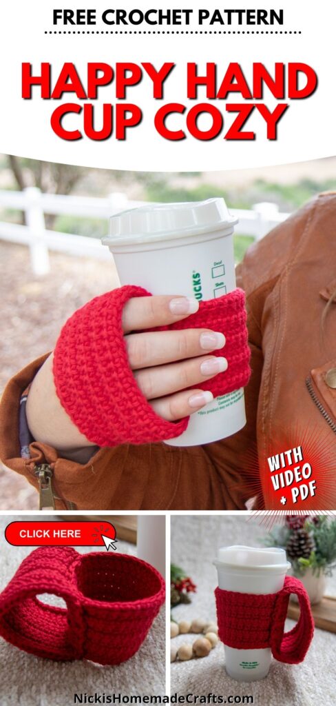 Happy Hand Crochet Cup Cozy with Handle - FREE Pattern! - Nicki's Homemade  Crafts