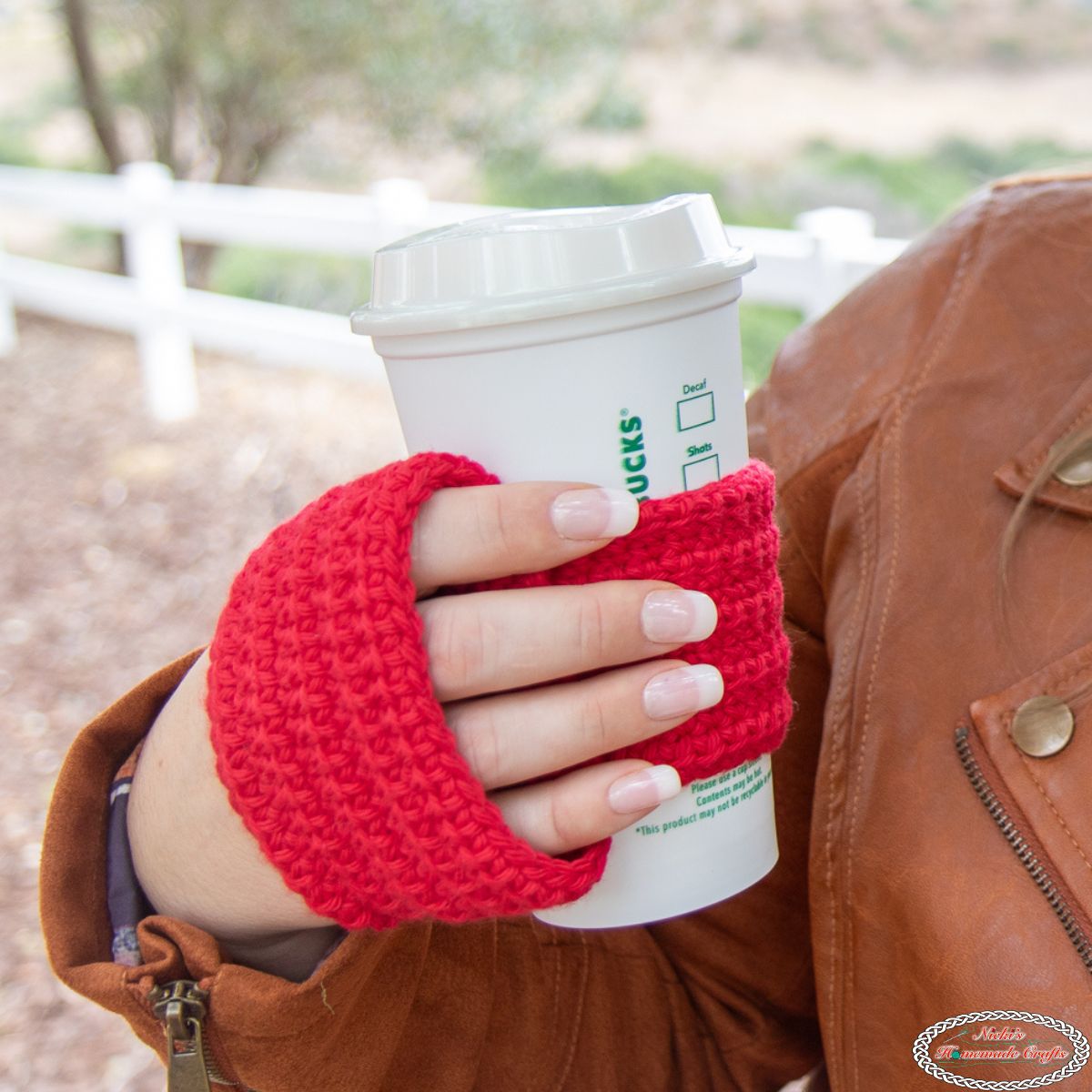 Happy Hand Crochet Cup Cozy with Handle - FREE Pattern! - Nicki's