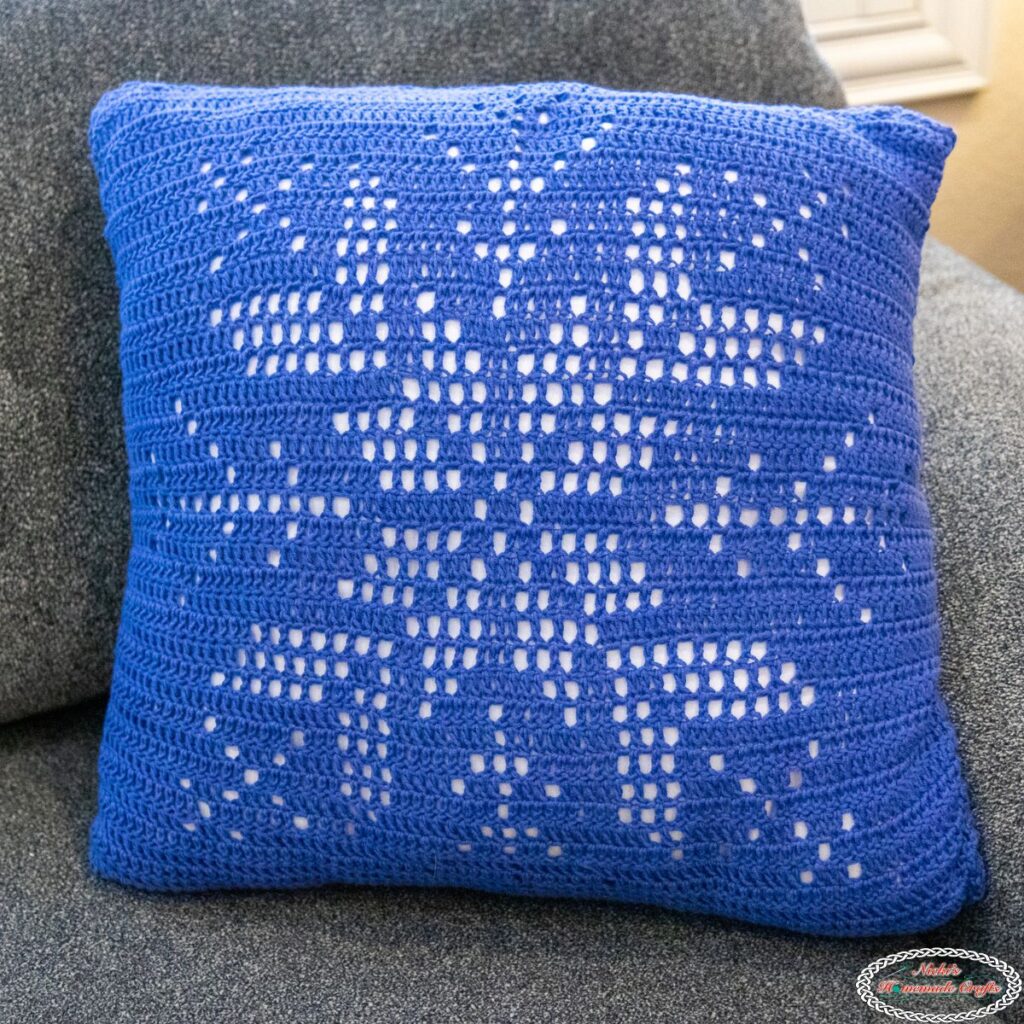 FREE Easy Filet Crochet Snowflake Pillow Pattern Nicki S Homemade Crafts   Filet Crochet Snowflake Pillow Pattern Square 1024x1024 