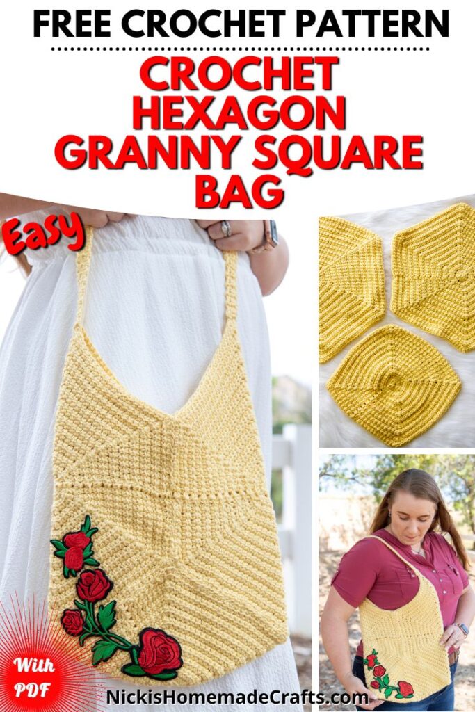 Hexagon Granny Square Easy Crochet Bag Pattern Pin