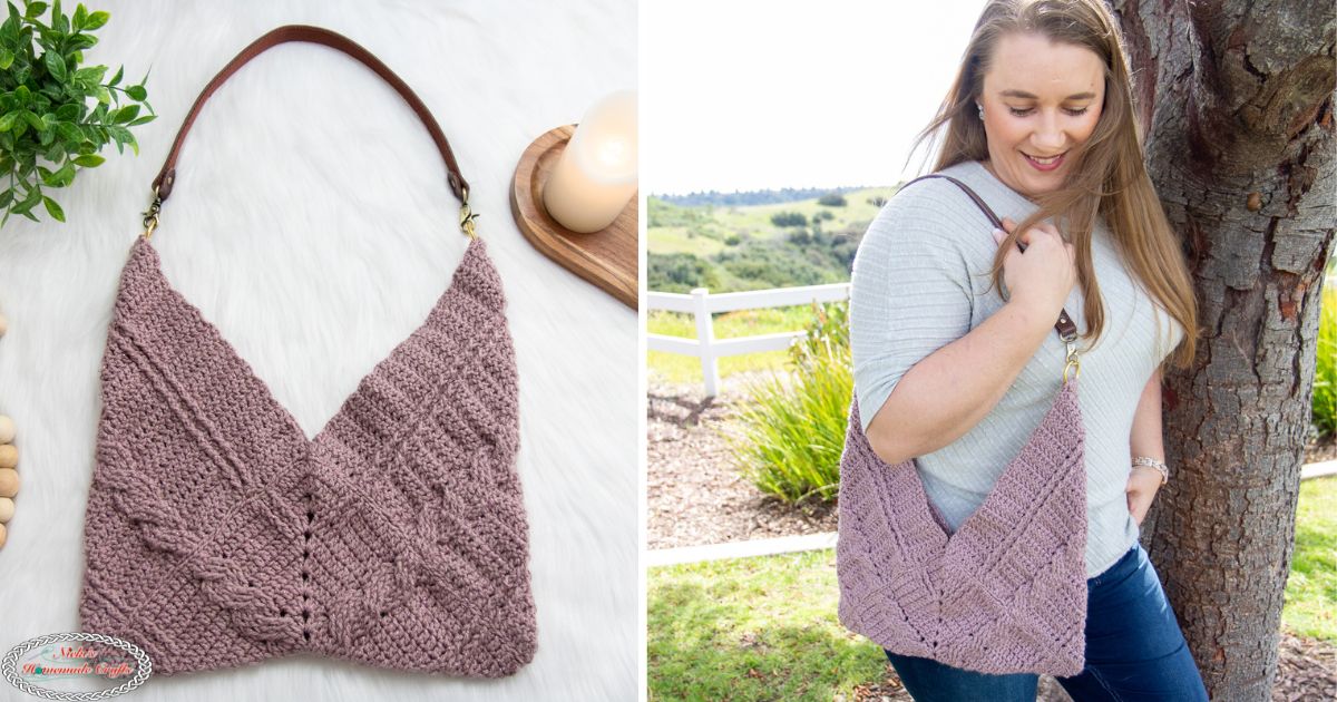 Free Cable Crochet Bag Pattern with 3 Squares - Nicki's Homemade Crafts