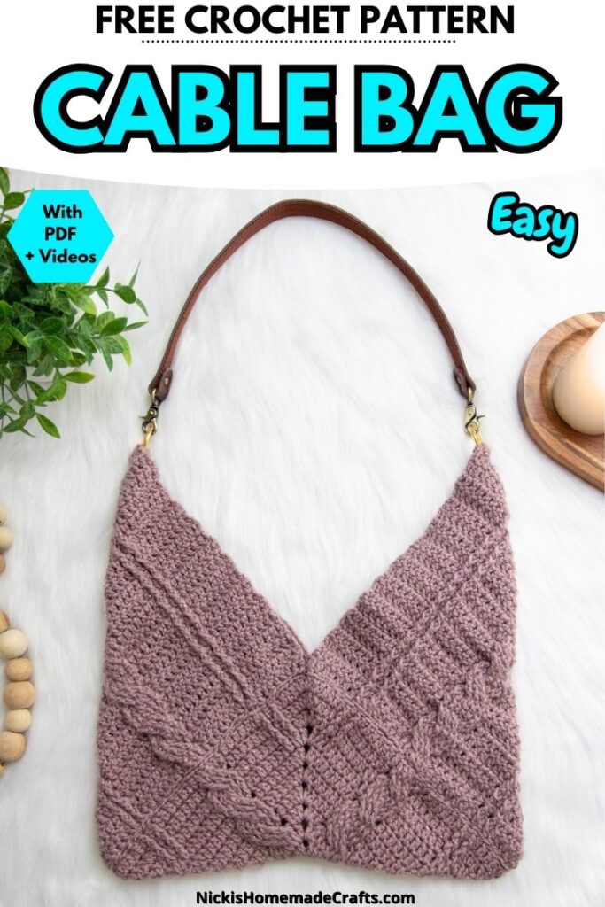 Free Cable Crochet Bag Pattern with 3 Squares - Nicki's Homemade Crafts