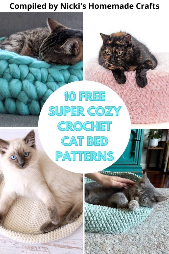 10 Free Super Cozy Crochet Cat Bed Patterns - Nicki's Homemade Crafts
