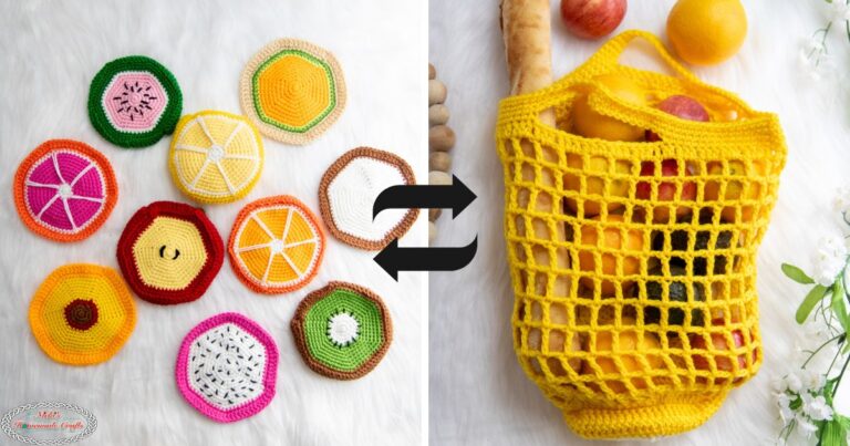 Free Crochet Foldable Fruit Market Bags - 10-in-1 No Sew Patterns - 3 ...